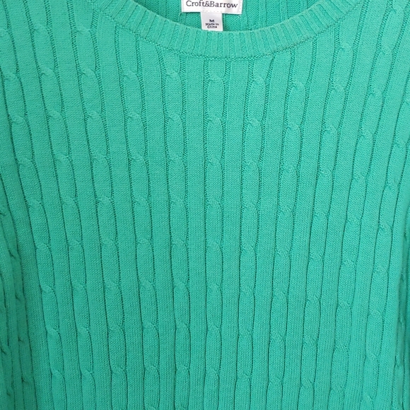 Croft & Barrow Green Cable Knit Sweater. Size Medium - Picture 7 of 9